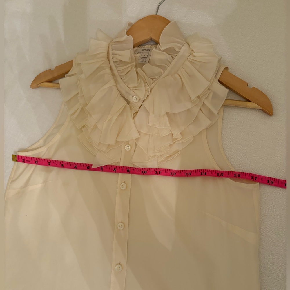 J. Crew Silk Cream Ruffled Button-Down Blouse - Picture 5 of 5